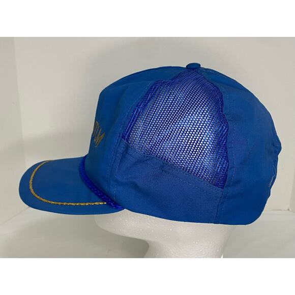 Vintage Quantum Snapback Cap Blue Reels Fishing Made in USA Adjustable One Size - Picture 4 of 7